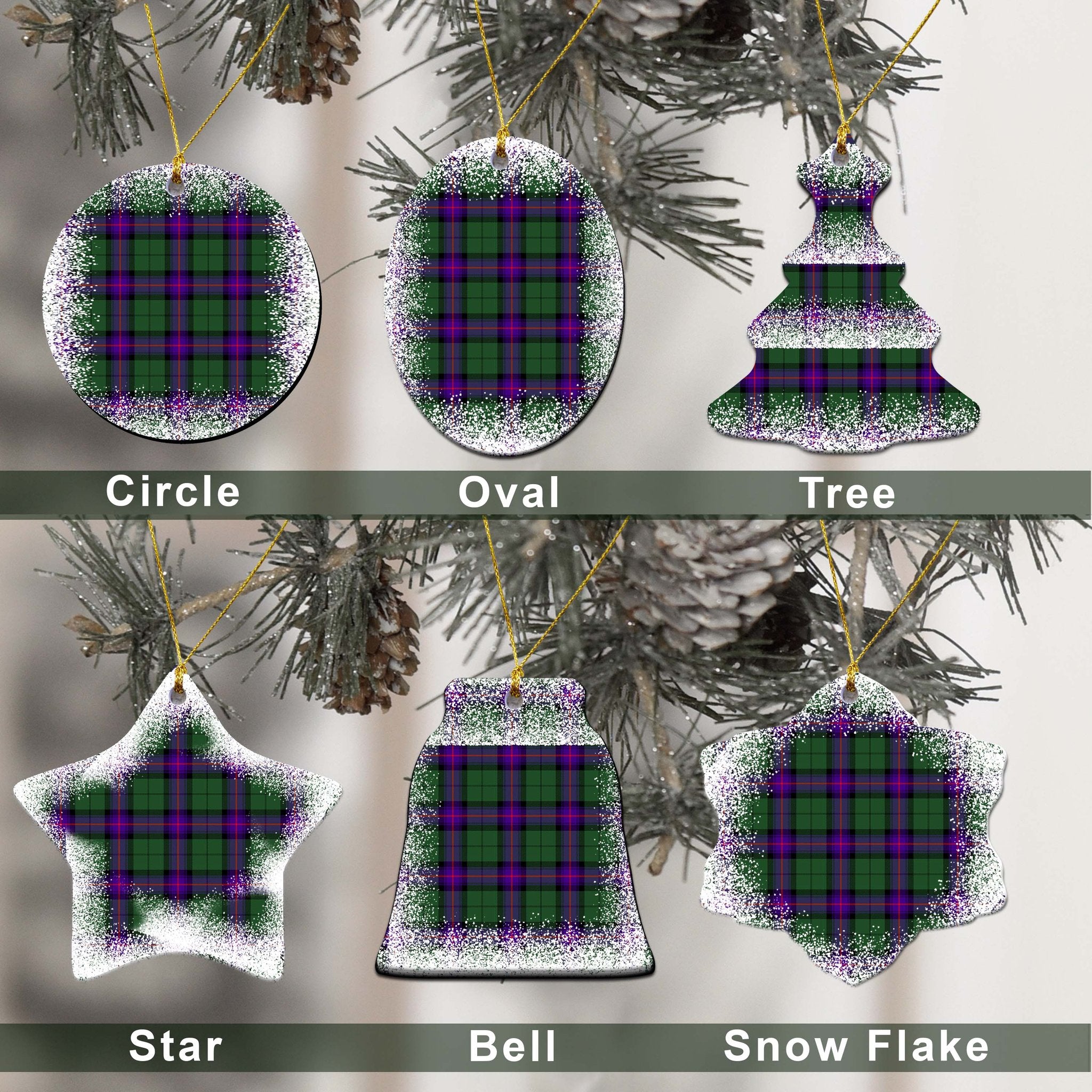 Armstrong Tartan Christmas Ceramic Ornament - Snow Style