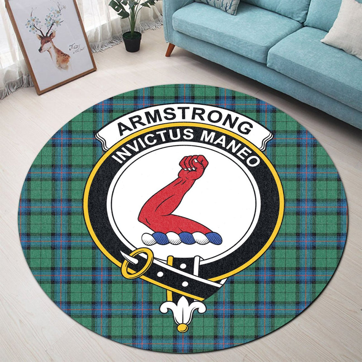 Armstrong Ancient Tartan Crest Round Rug