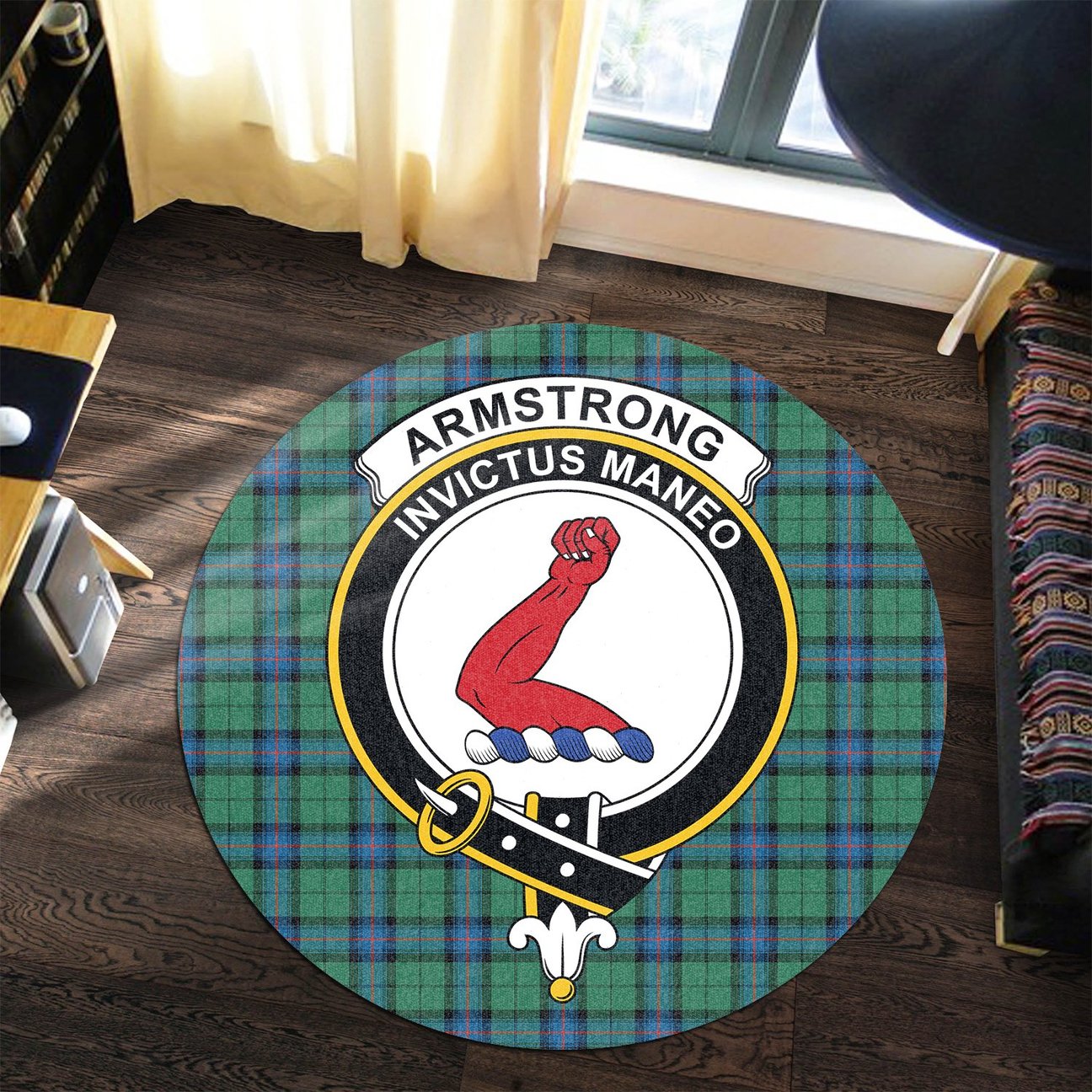 Armstrong Ancient Tartan Crest Round Rug