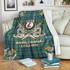 Armstrong Ancient Tartan Gold Courage Symbol Blanket