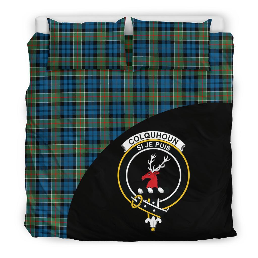 Colquhoun Ancient Family Tartan Crest Wave Style Bedding Set