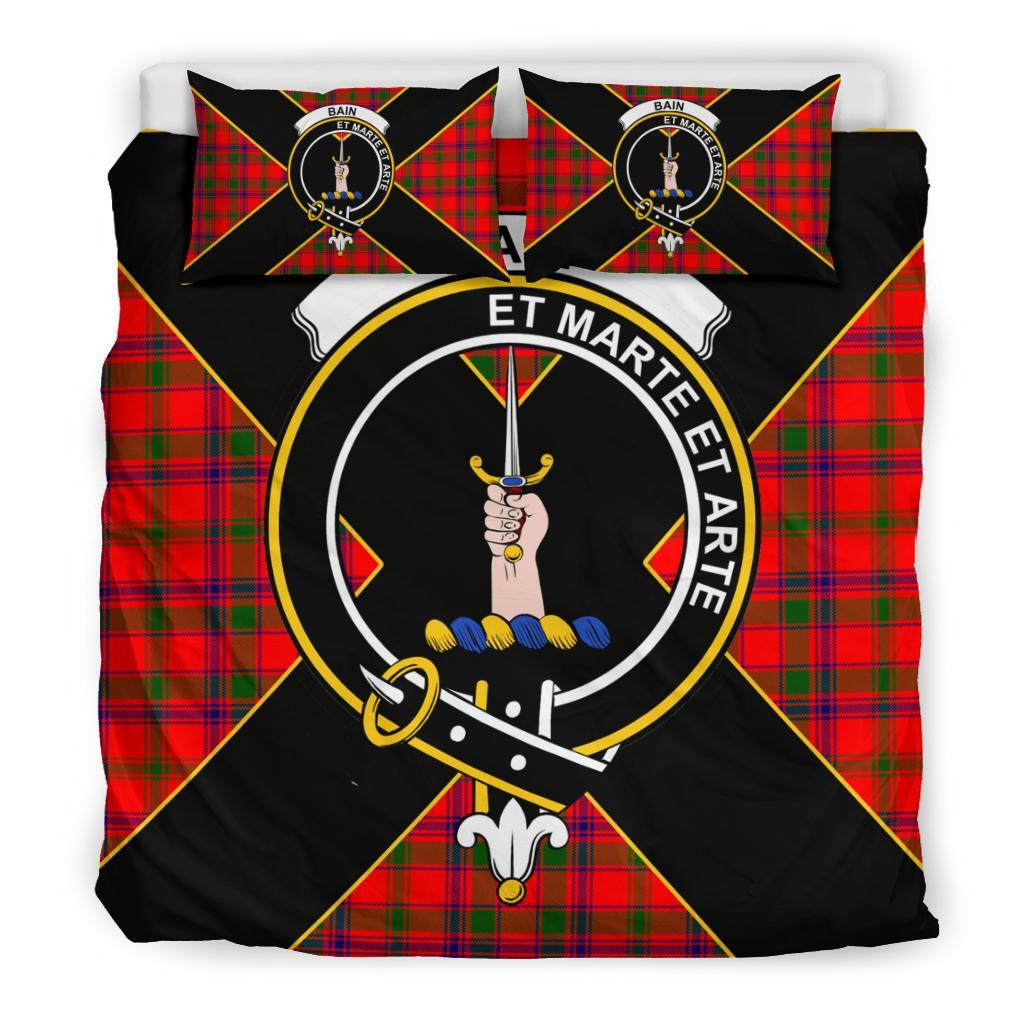 Bain Tartan Crest Bedding Set - Luxury Style