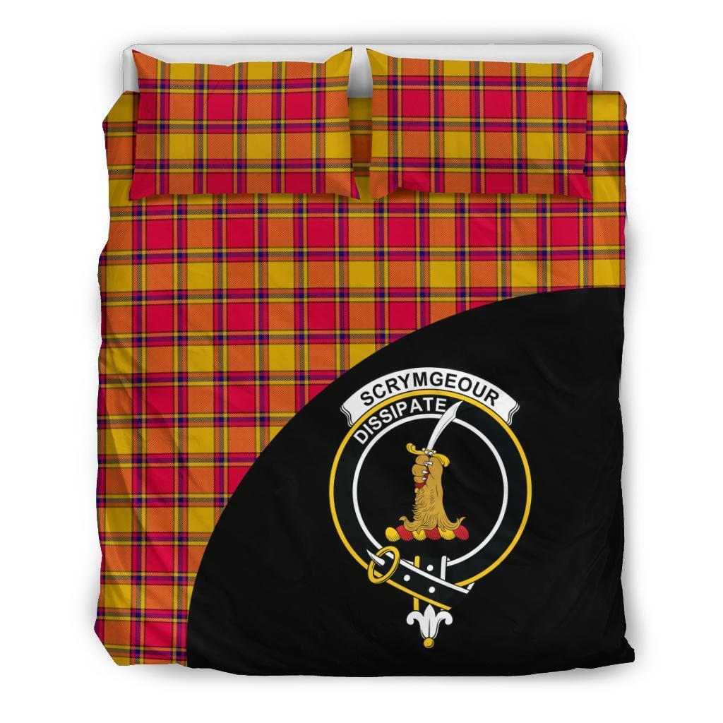Scrymgeour Family Tartan Crest Wave Style Bedding Set