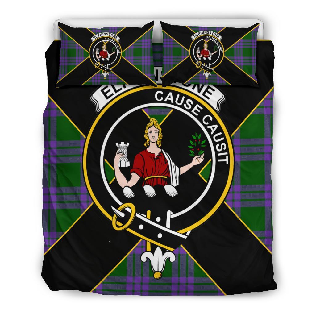 Elphinstone Tartan Crest Bedding Set - Luxury Style