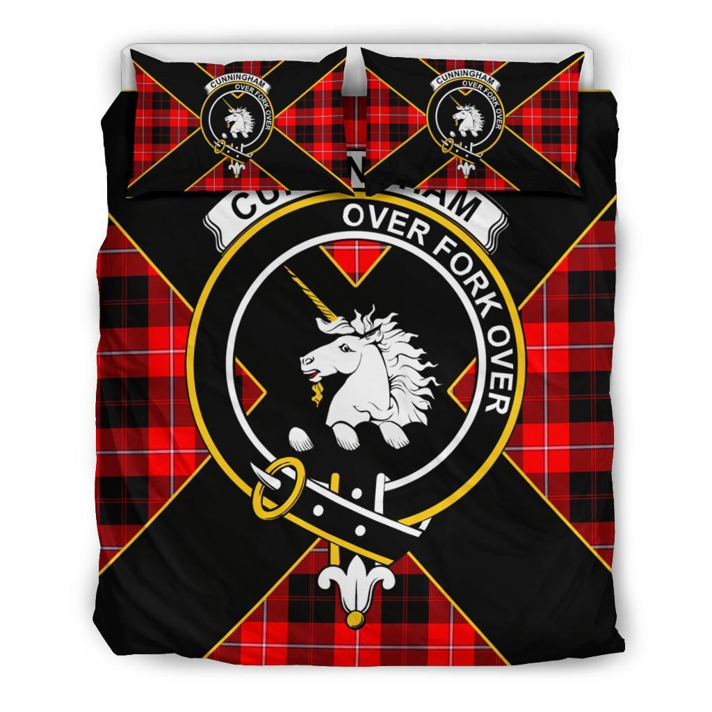 Cunningham Tartan Crest Bedding Set - Luxury Style