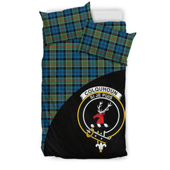 Colquhoun Ancient Family Tartan Crest Wave Style Bedding Set