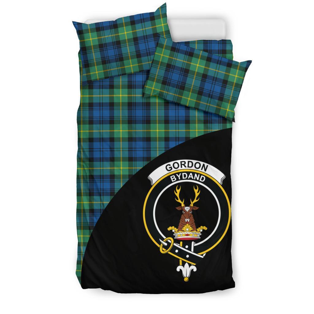 Gordon Ancient Family Tartan Crest Wave Style Bedding Set