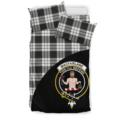 MacFarlane Black & White Ancient Family Tartan Crest Wave Style Bedding Set