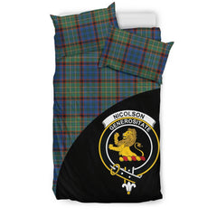 Nicolson Hunting Ancient Family Tartan Crest Wave Style Bedding Set