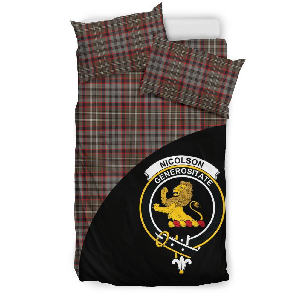 Nicolson Hunting Weathered Family Tartan Crest Wave Style Bedding Set