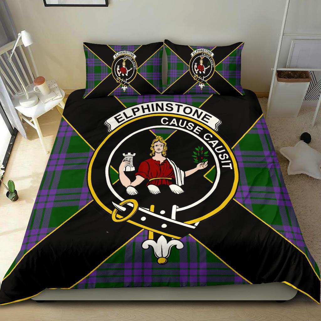 Elphinstone Tartan Crest Bedding Set - Luxury Style