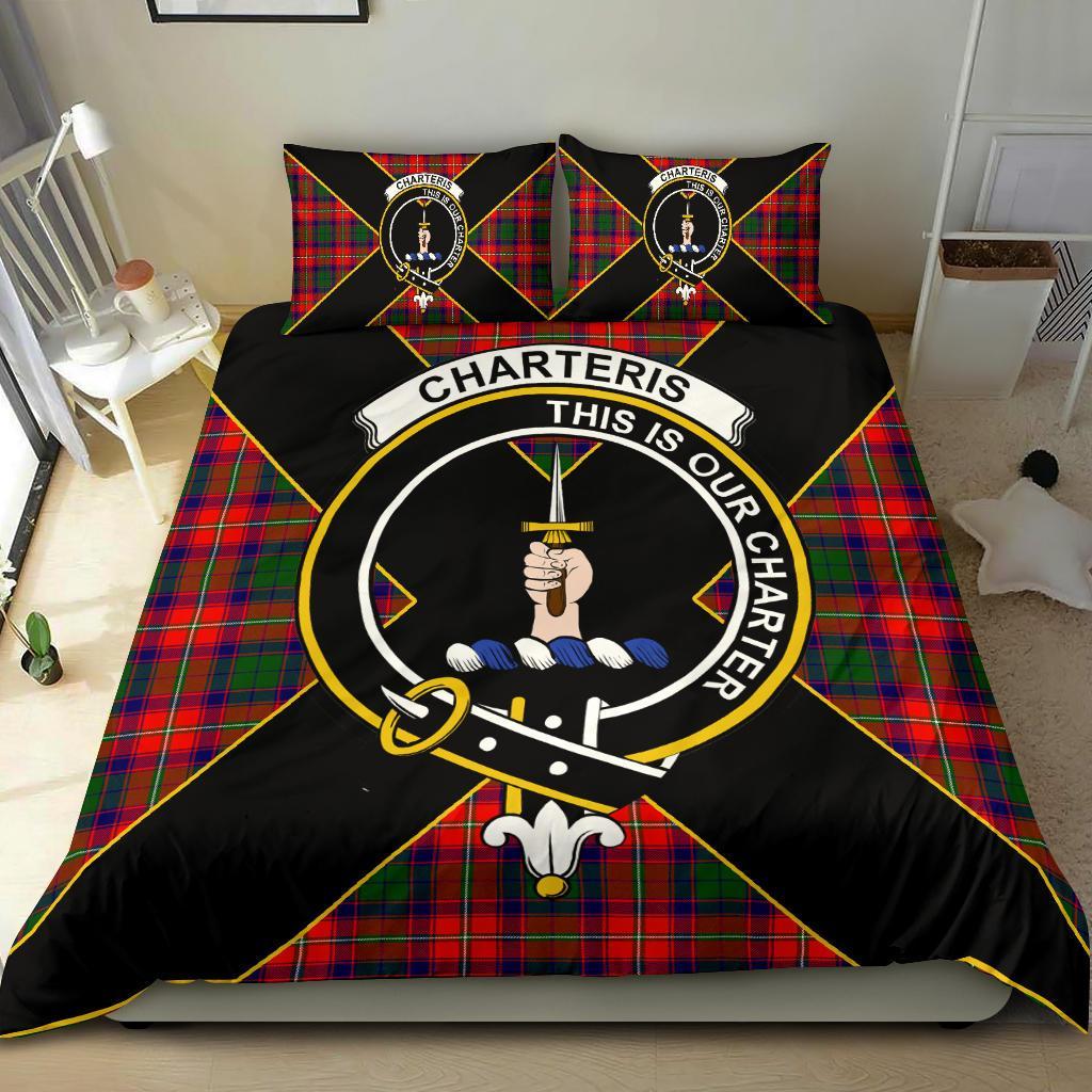 Charteris (Earl of Wemyss) Tartan Crest Bedding Set - Luxury Style