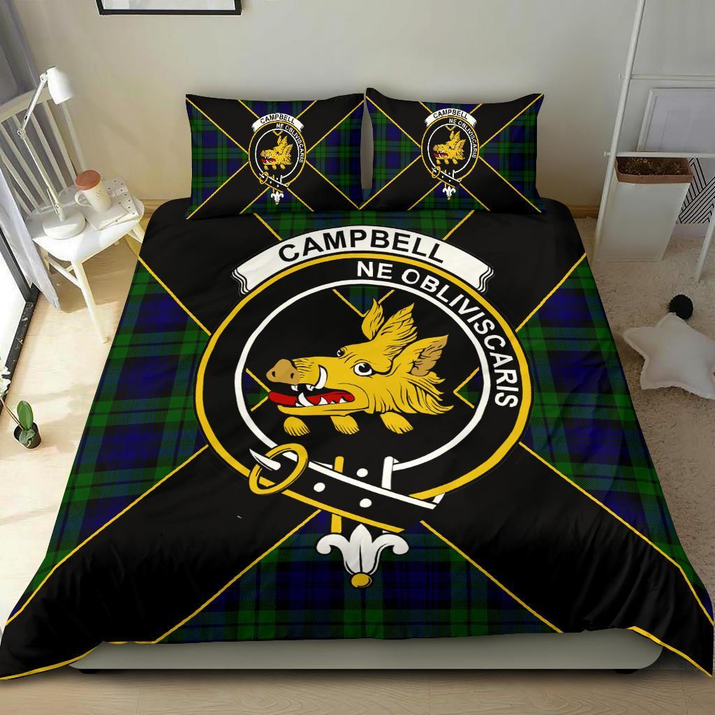 Campbell Tartan Crest Bedding Set - Luxury Style