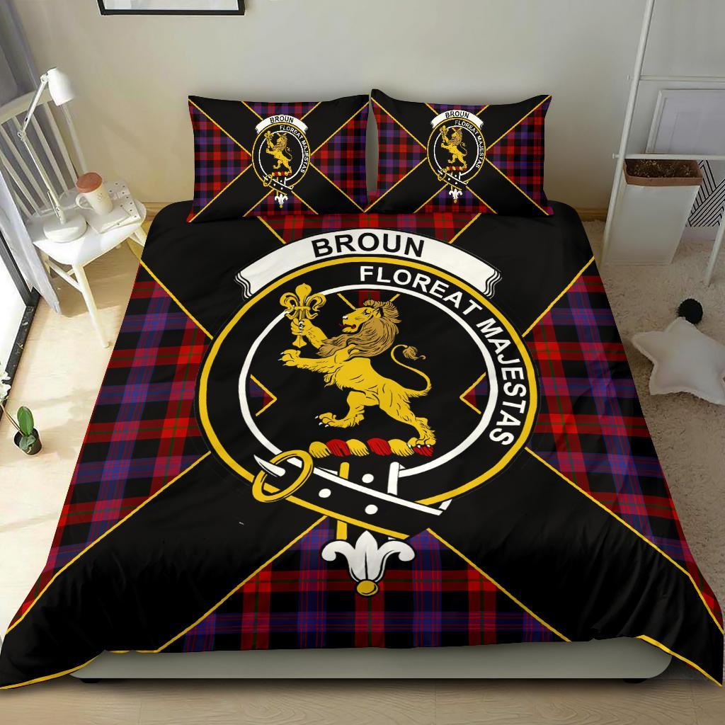 Broun Tartan Crest Bedding Set - Luxury Style