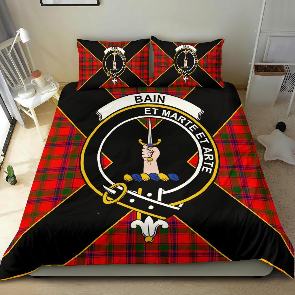 Bain Tartan Crest Bedding Set - Luxury Style