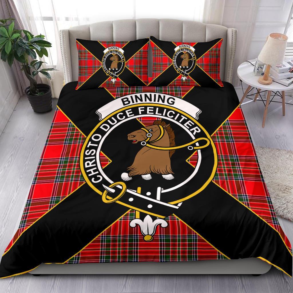 Binning of Wallifoord Tartan Crest Bedding Set - Luxury Style