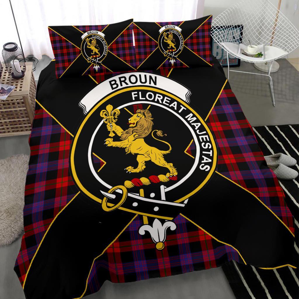 Broun Tartan Crest Bedding Set - Luxury Style