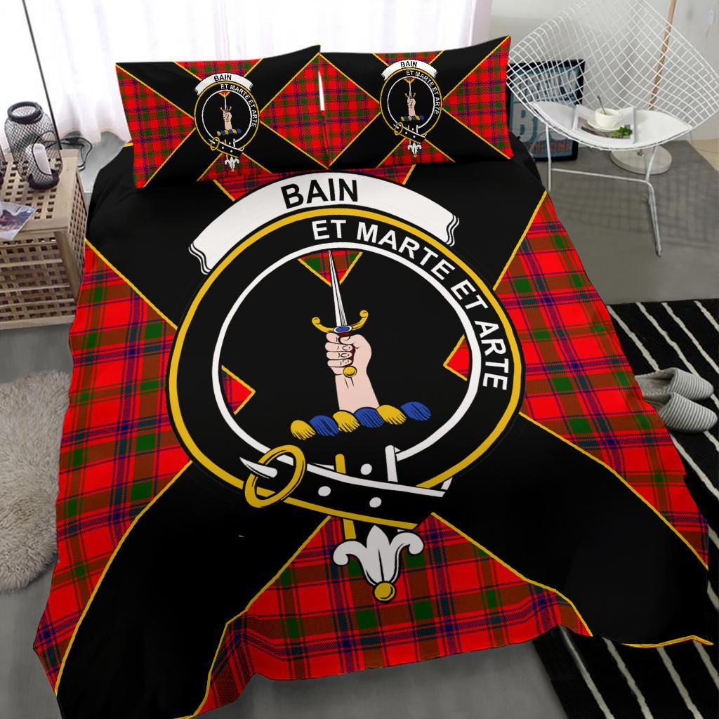 Bain Tartan Crest Bedding Set - Luxury Style