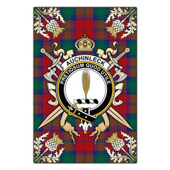 Auchinleck Tartan Crest Black Garden Flag - Gold Thistle Style