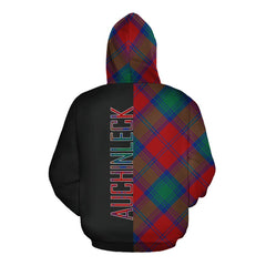 Auchinleck Tartan Hoodie Half of Me - Cross Style