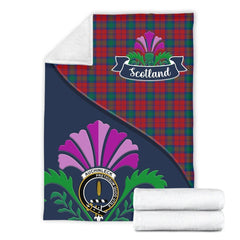 Auchinleck Tartan Crest Premium Blanket - Thistle Style