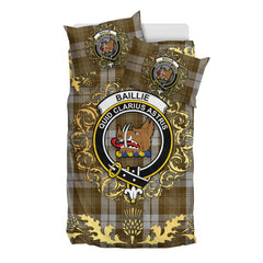 Baillie Dress Tartan Crest Bedding Set - Golden Thistle Style