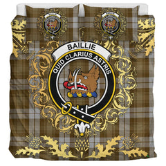 Baillie Dress Tartan Crest Bedding Set - Golden Thistle Style