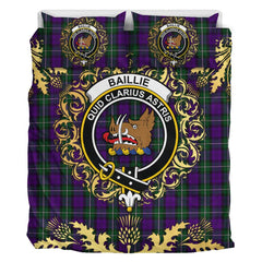 Baillie Highland Society Tartan Crest Bedding Set - Golden Thistle Style