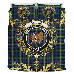 Baillie Modern Tartan Crest Bedding Set - Golden Thistle Style