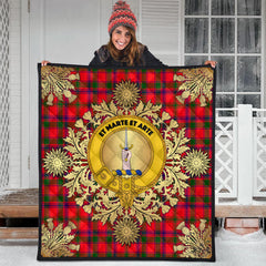 Bain Tartan Crest Premium Quilt - Gold Thistle Style