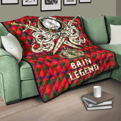 Bain Tartan Crest Legend Gold Royal Premium Quilt