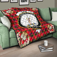 Bain Tartan Crest Premium Quilt - Gold Thistle Style