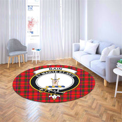 Bain Tartan Crest Round Rug