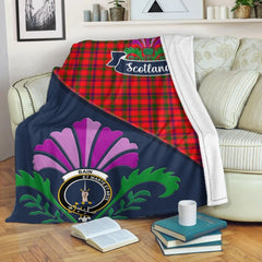 Bain Tartan Crest Premium Blanket - Thistle Style