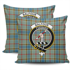 Scottish Balfour Blue Tartan Crest Pillow Cover - Tartan Cushion Cover 2