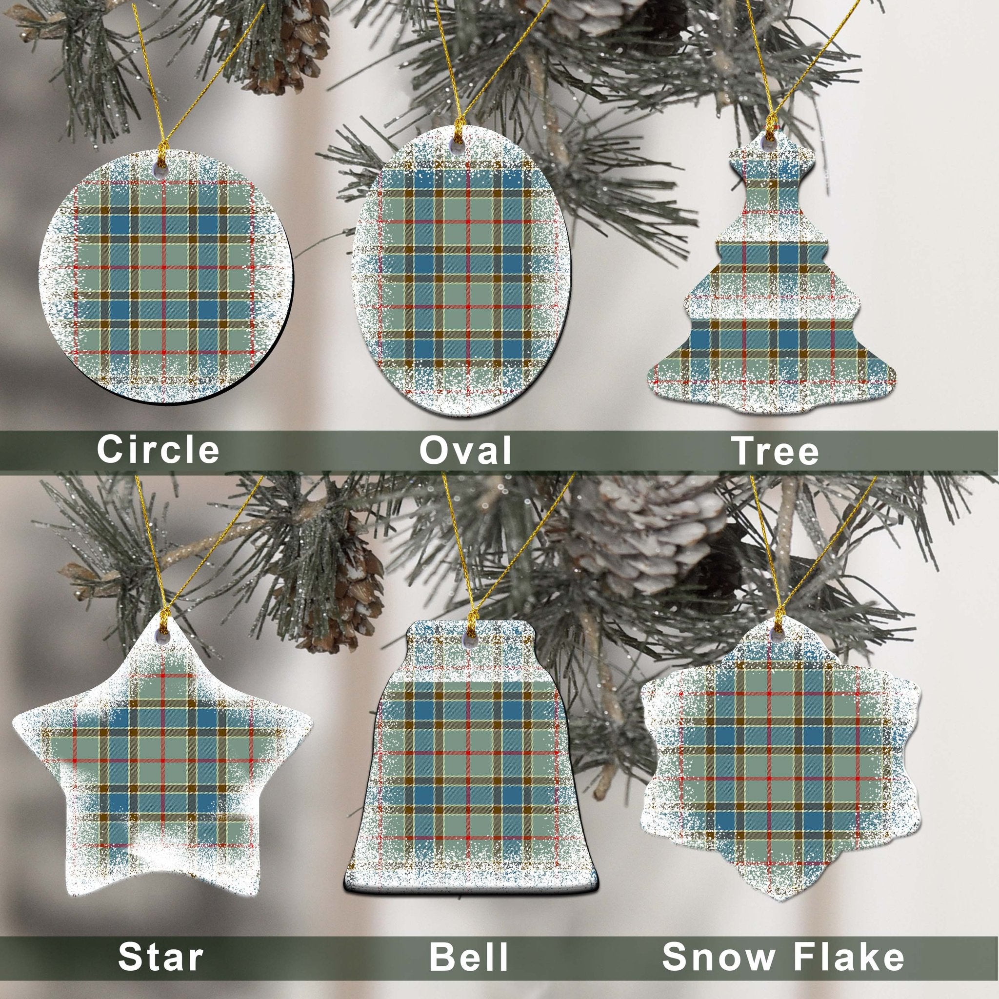 Balfour Tartan Christmas Ceramic Ornament - Snow Style