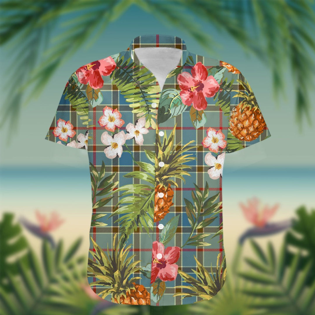 Balfour Tartan Hawaiian Shirt Hibiscus, Coconut, Parrot, Pineapple - Tropical Garden Shirt