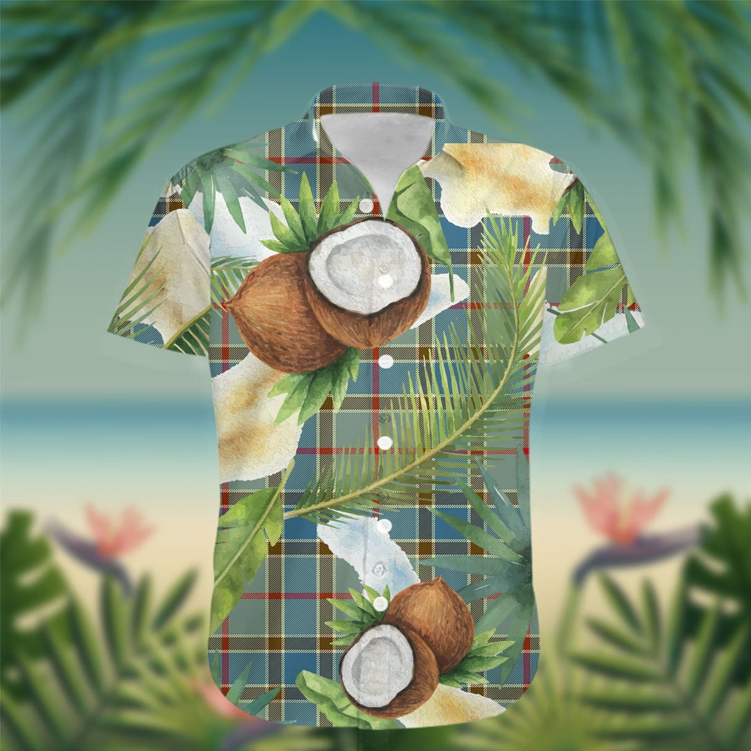 Balfour Tartan Hawaiian Shirt Hibiscus, Coconut, Parrot, Pineapple - Tropical Garden Shirt