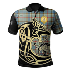 Balfour Blue Tartan Polo Shirt Viking Wolf