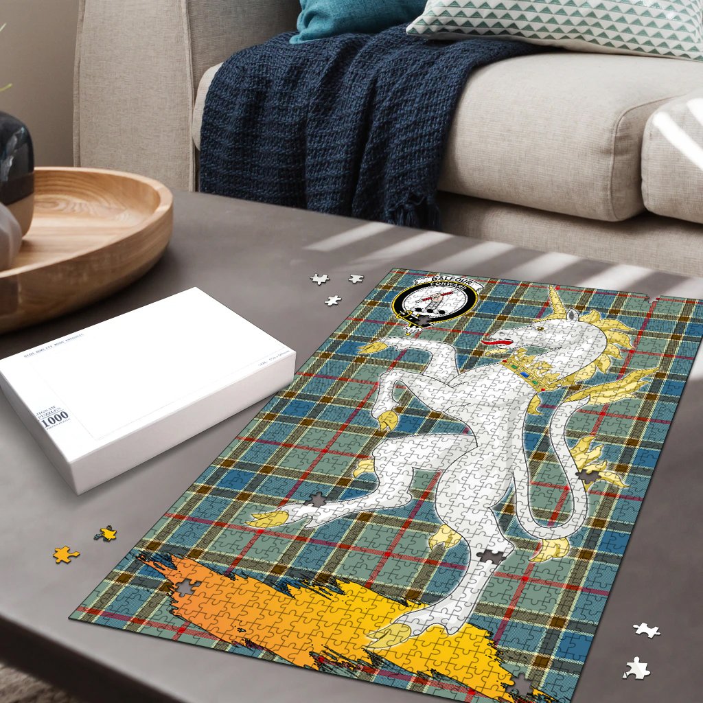Balfour Blue Tartan Crest Unicorn Scotland Jigsaw Puzzles