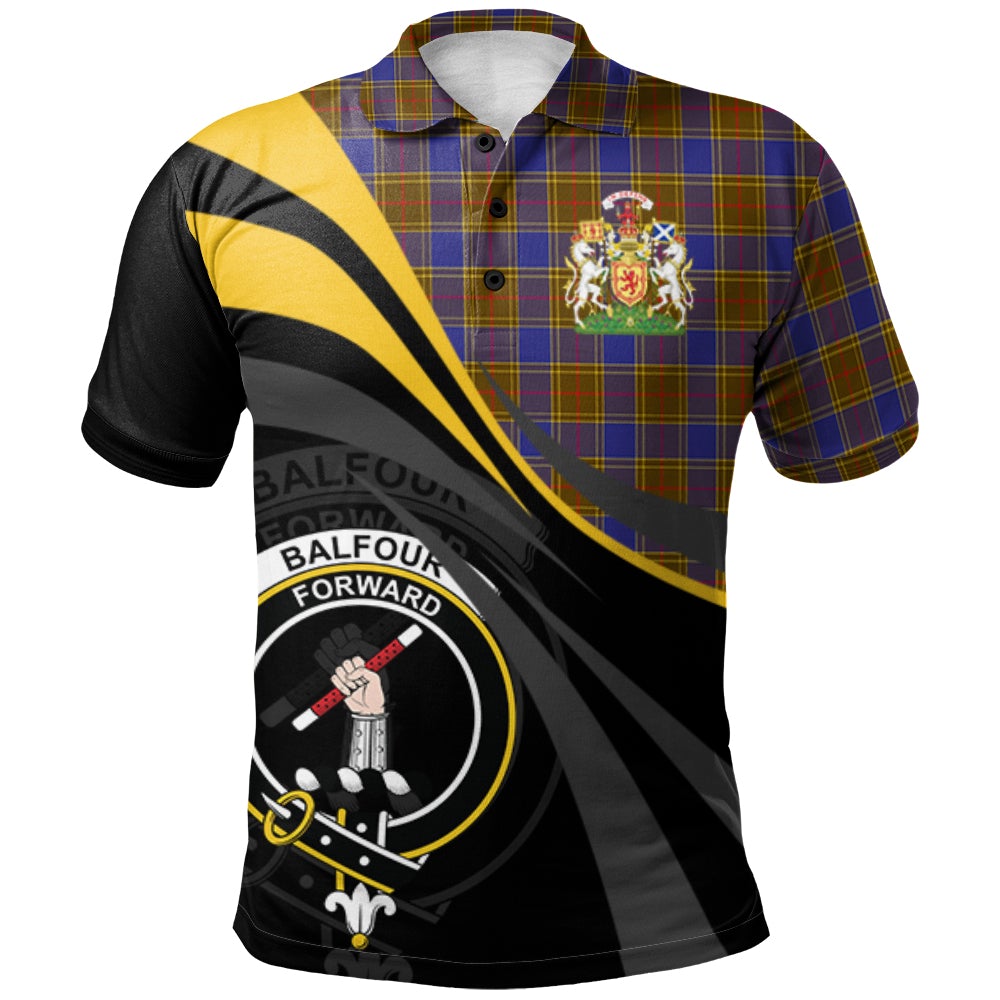Balfour Modern Tartan Polo Shirt - Royal Coat Of Arms Style