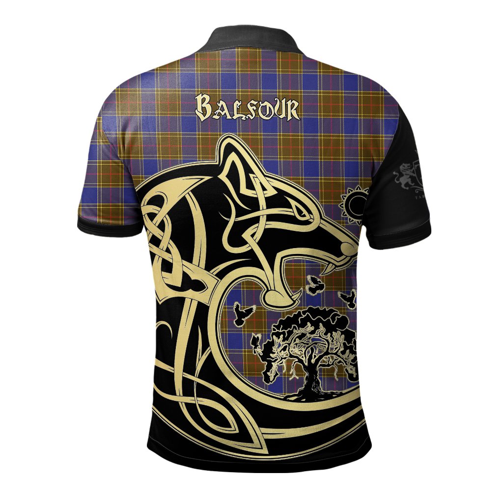 Balfour Modern Tartan Polo Shirt Viking Wolf