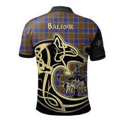 Balfour Modern Tartan Polo Shirt Viking Wolf