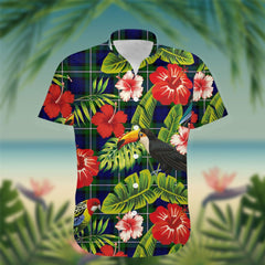 Bannerman Tartan Hawaiian Shirt Hibiscus, Coconut, Parrot, Pineapple - Tropical Garden Shirt
