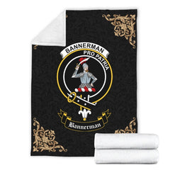 Bannerman Crest Tartan Premium Blanket Black