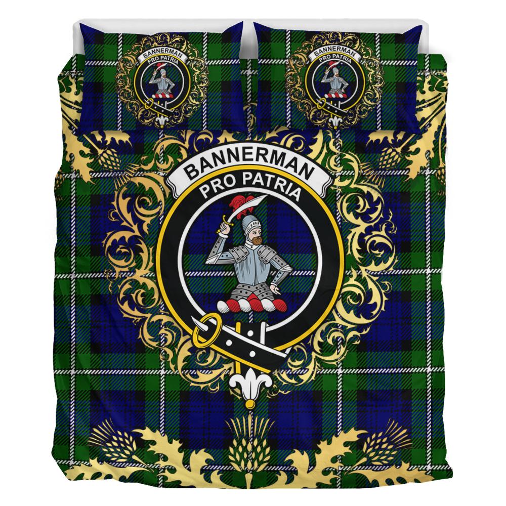 Bannerman Tartan Crest Bedding Set - Golden Thistle Style