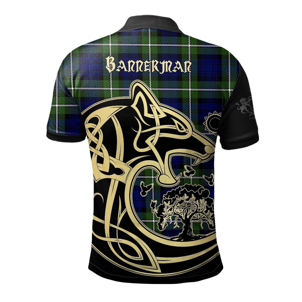 Bannerman Tartan Polo Shirt Viking Wolf