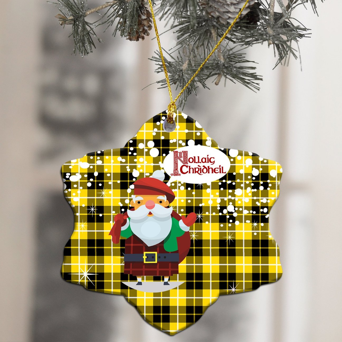 Barclay Dress Modern Tartan Christmas Ceramic Ornament - Santa Style