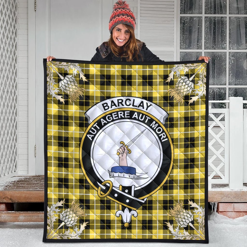 Barclay Dress Modern Tartan Crest Premium Quilt - Gold Thistle Style