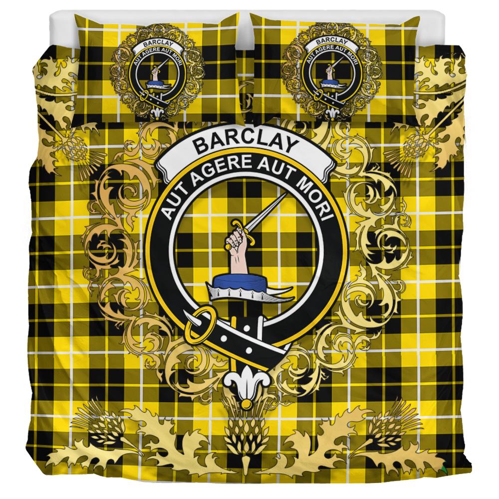 Barclay Dress Modern Tartan Crest Bedding Set - Golden Thistle Style